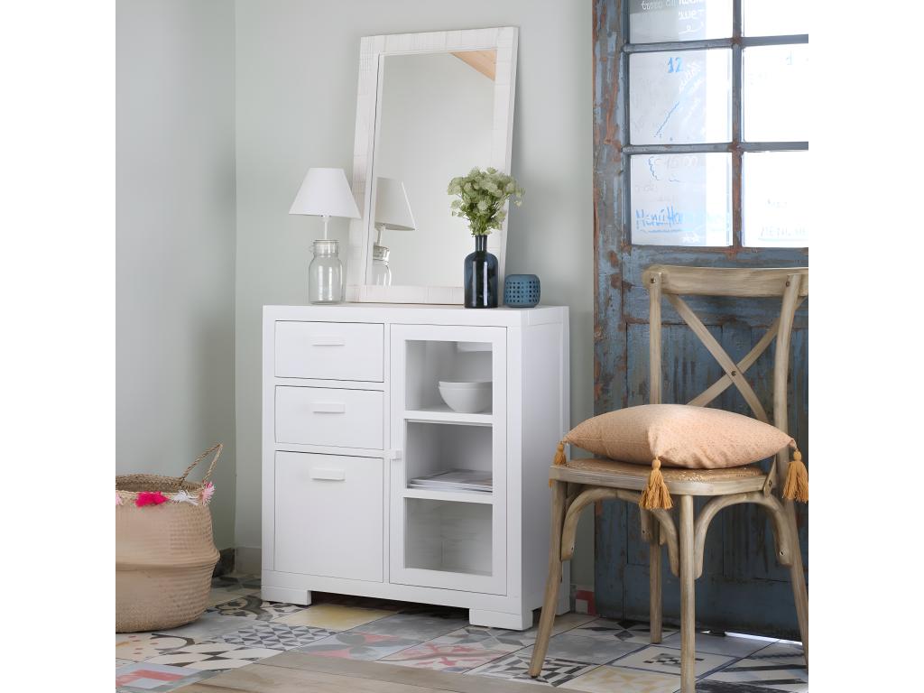 Meuble d'entrée en bois massif blanc 80x80