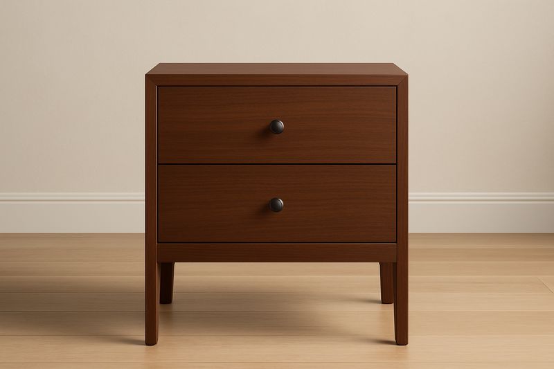 Table de Chevet en Bois MDF avec 2 Tiroirs Marron