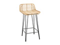 Tabouret haut en rotin naturel et métal