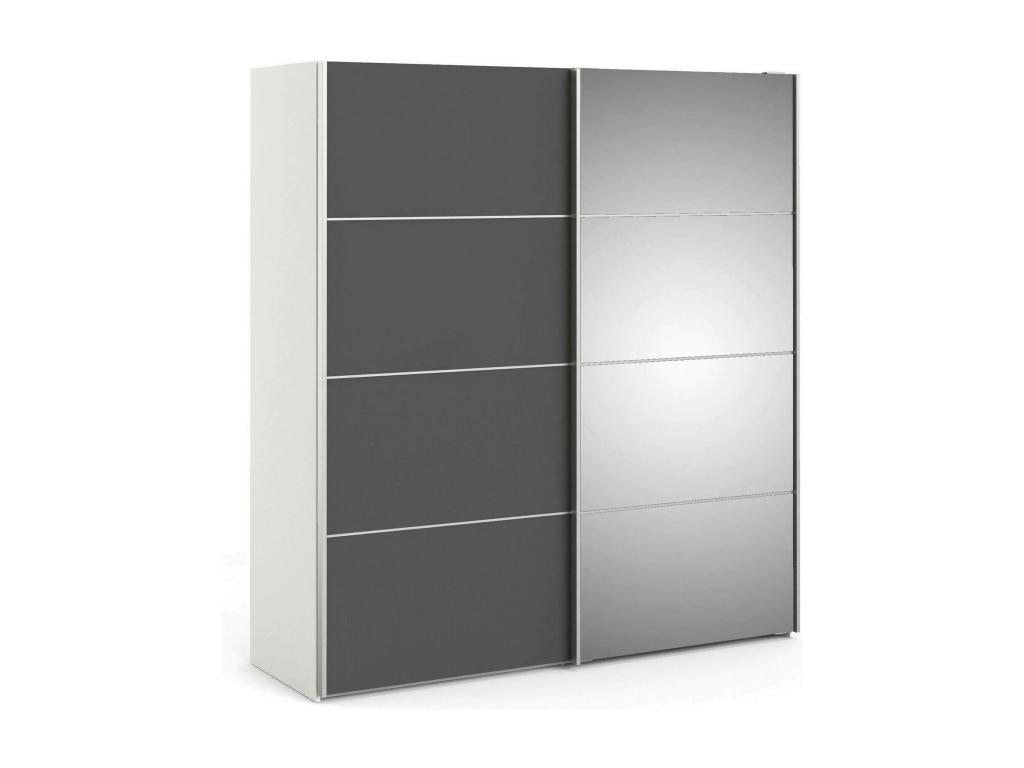 Garde-robe 2 portes Urbideco Meubles de chambre Penderie de plain-pied Placard à vêtements 182x64 h202 cm Gris et Blanc