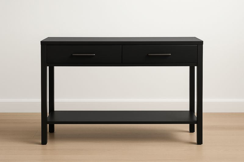 Console en bois MDF noire avec tiroirs 120x40x80 cm