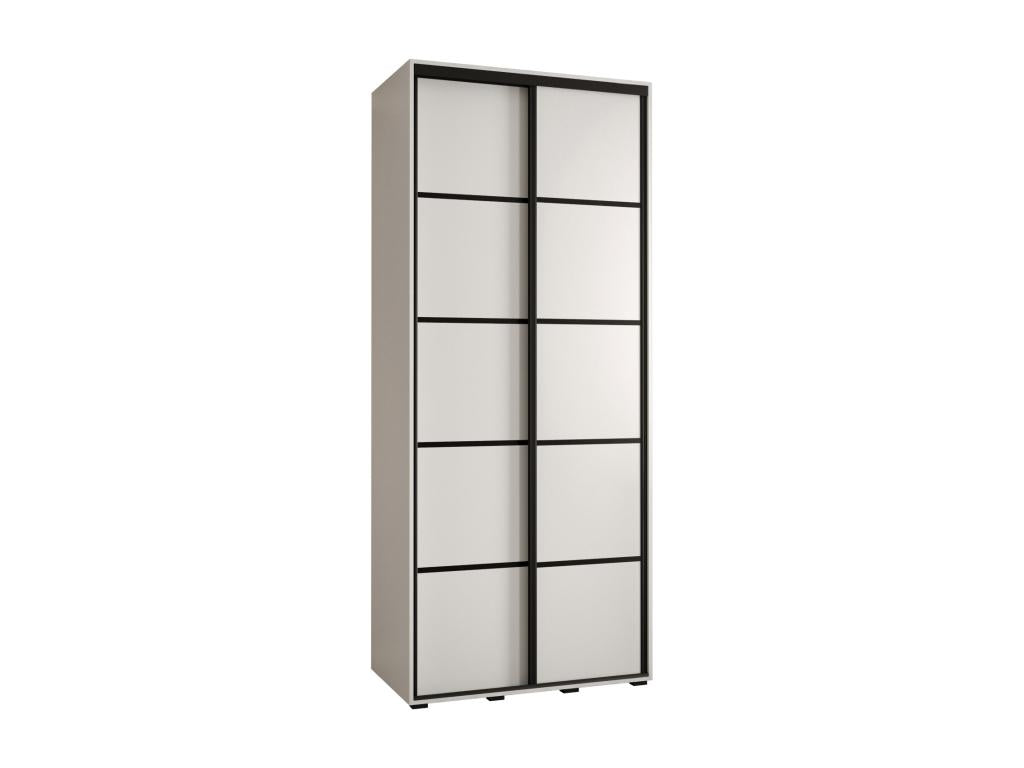 ARMOIRE Mobiliercosy 4 À PORTES COULISSANTES 235.2/120/60 2 portes (Blanc/Blanc/Noir)