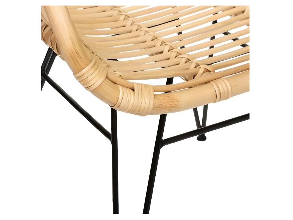 Lot de 2 fauteuils coloris naturel en rotin - Longueur 57,5 ​​x Profondeur 59 x Hauteur 85,5 cm