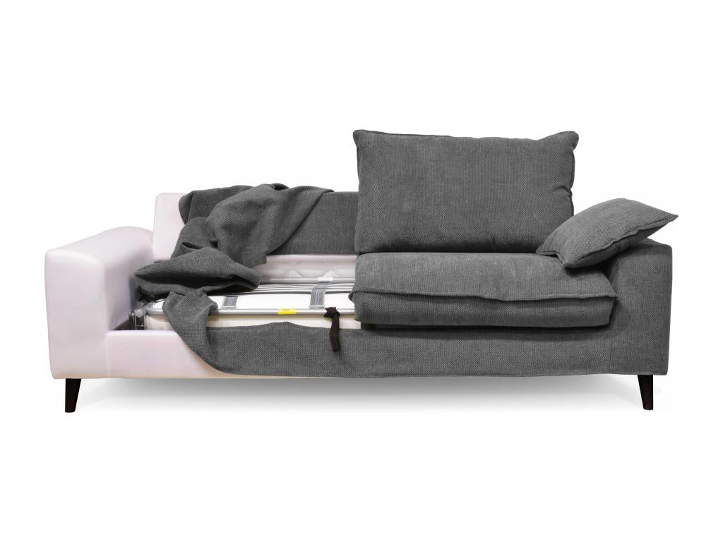 Canapé convertible en tissu chiné 3 places gris clair