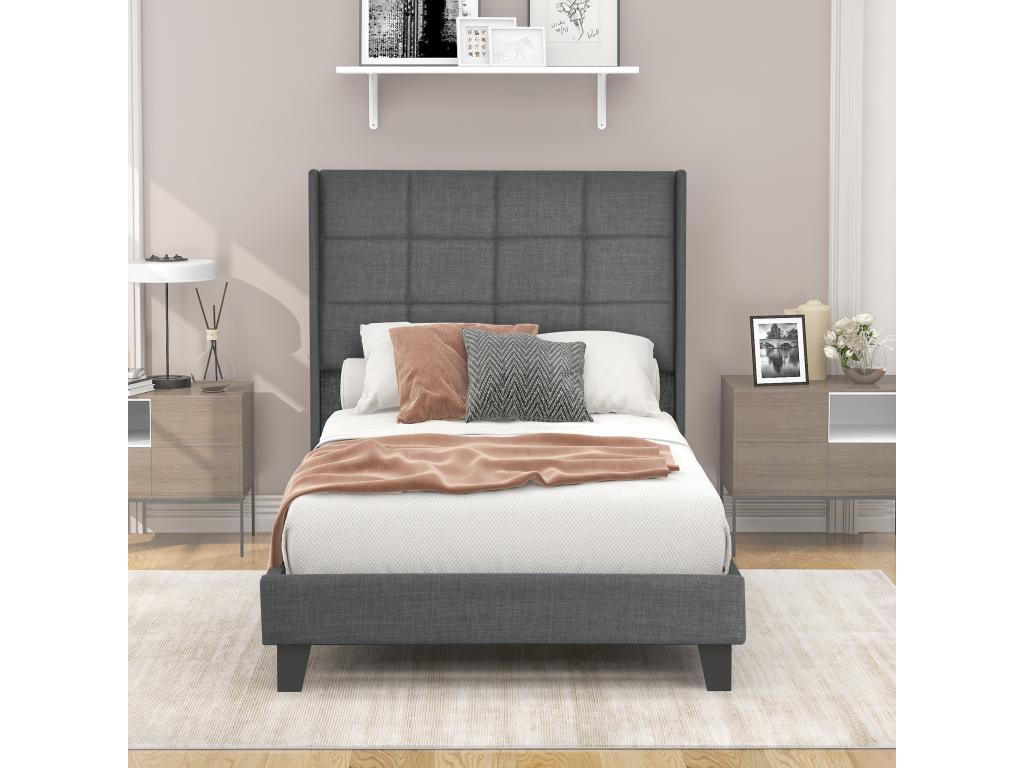 Lit adulte Lit capitonné design moderne, lit simple 90x200cm - Decoauthentic