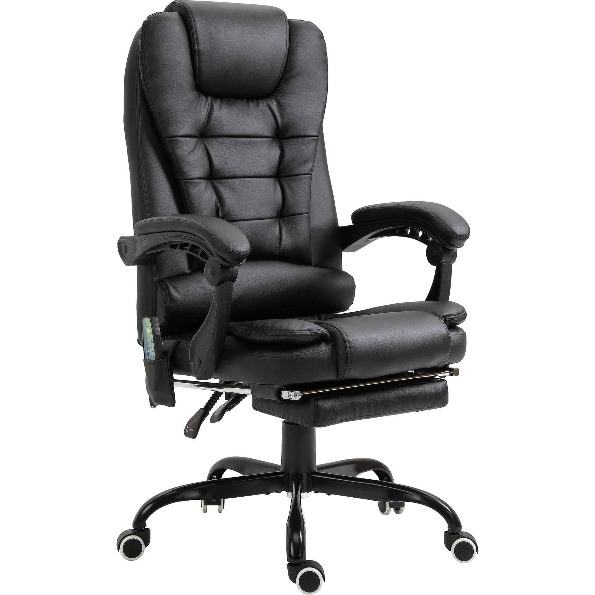 Vinsetto Fauteuil bureau direction massant inclinable repose-pied coussin noir