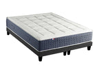 Ensemble Matelas Ressort 7 zones + Mémoire de forme + Sommier Habitatdoux STYLE Fabriqué en France Dimensions - 2*90*200 cm, Sommier - Noir