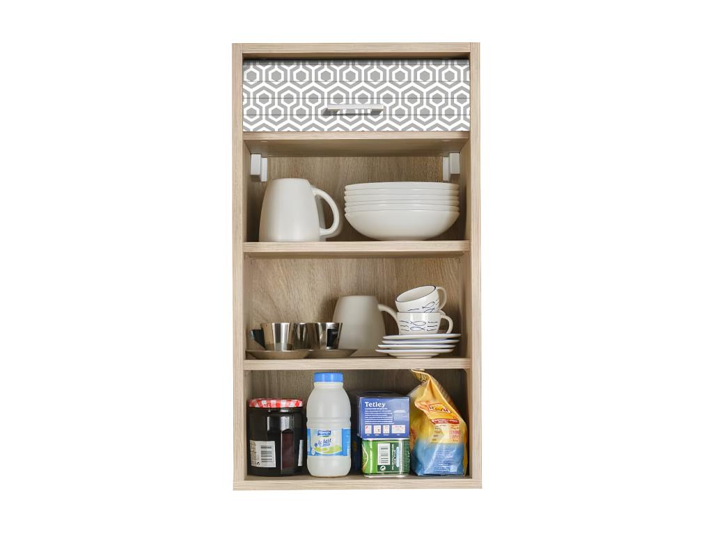 Meuble de rangement de cuisine moyen Chêne/Hexagones gris - Homeepure