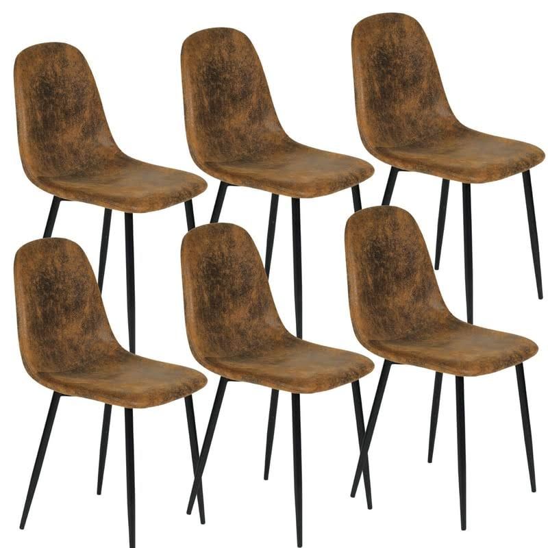 URBAN MEUBLE Lot de 6 chaises de salle à manger en simili-suède vintage scandinave pour salle à manger