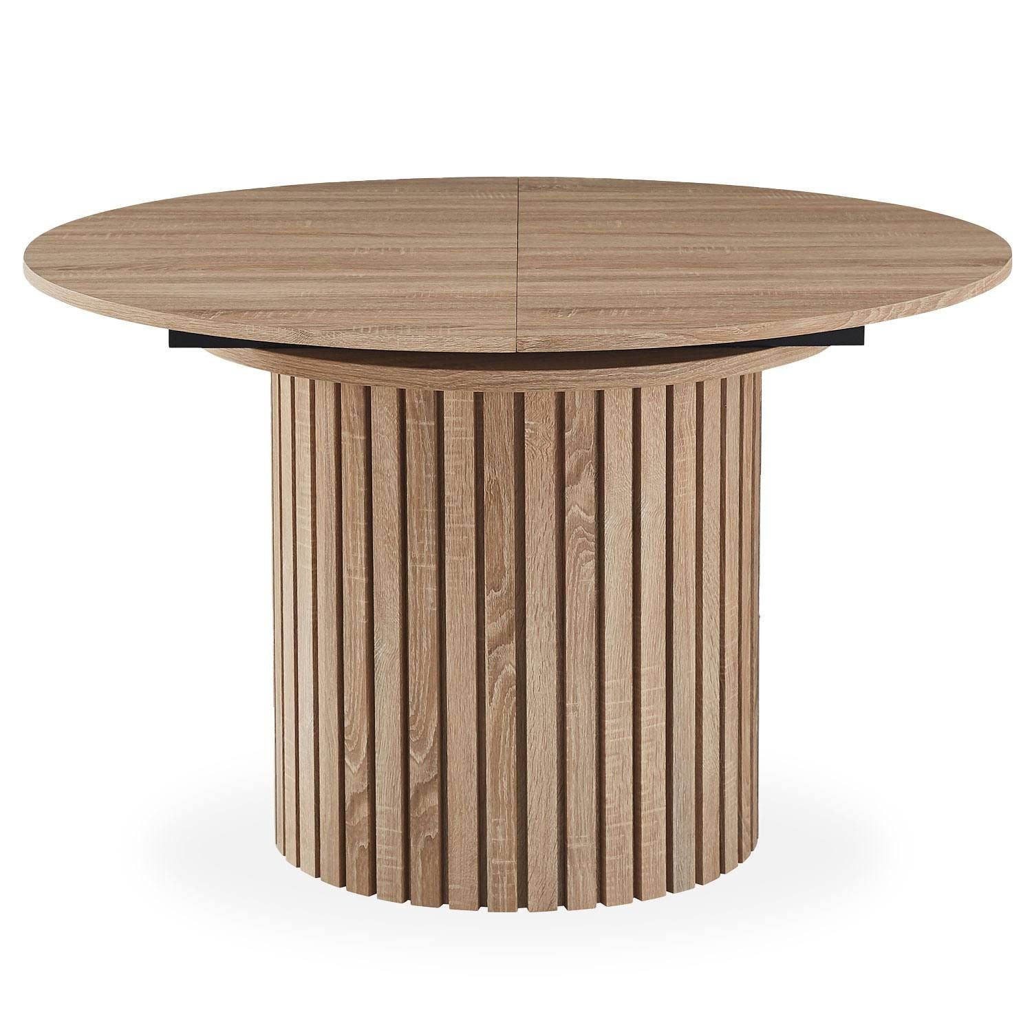 menzzo Table ronde extensible pied style central colonne Burkina 120-160cm