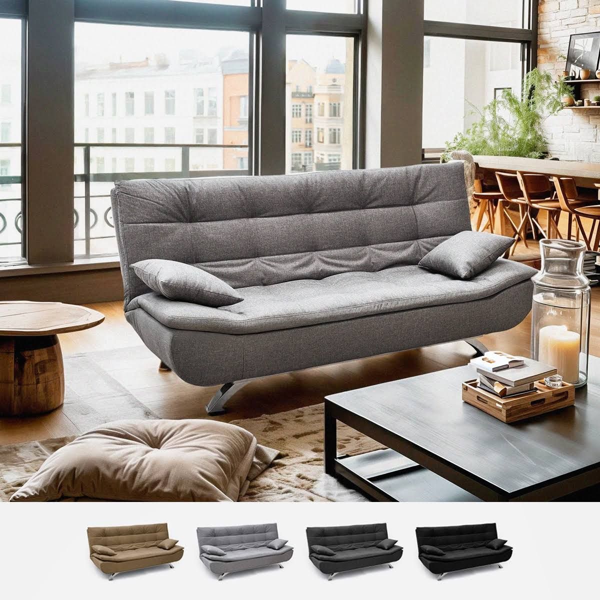 Canapé-lit 2 places Centenario en microfibre noire au design moderne