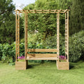 Pergola de jardin avec banc et jardinières Bois de pin imprégné 