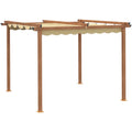Pergola rétractable 3L x 3l x 2,25H m structure alu. aspect bois toile polyester haute densité beige 