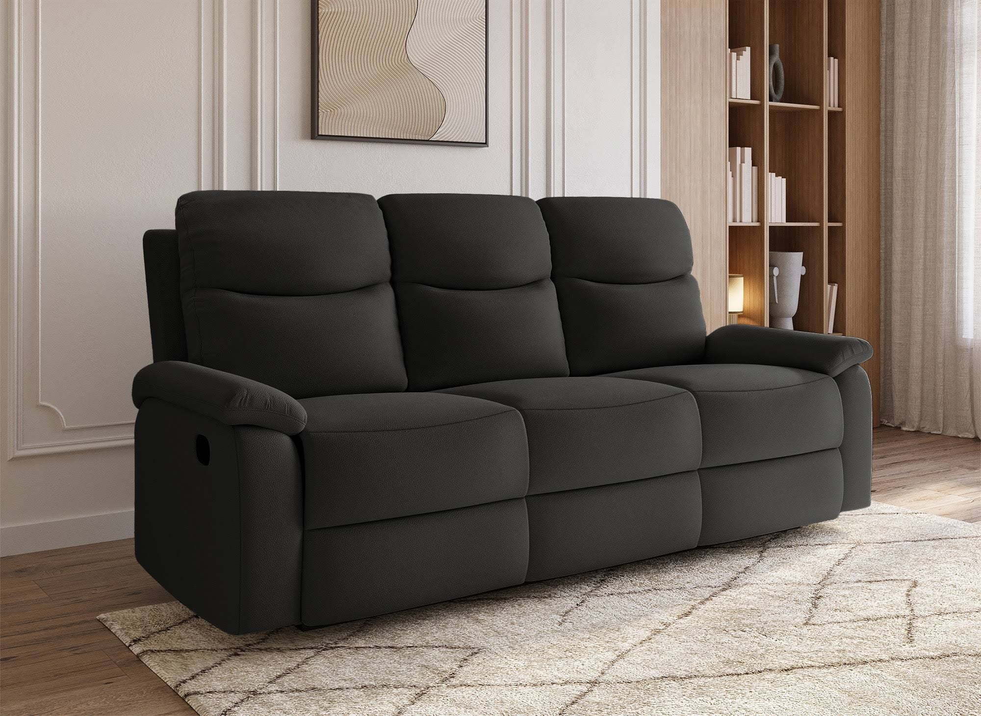 Canapé relax effet simili cuir gris foncé 3 places JACOB