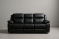 Canapé 3 places en simili cuir noir