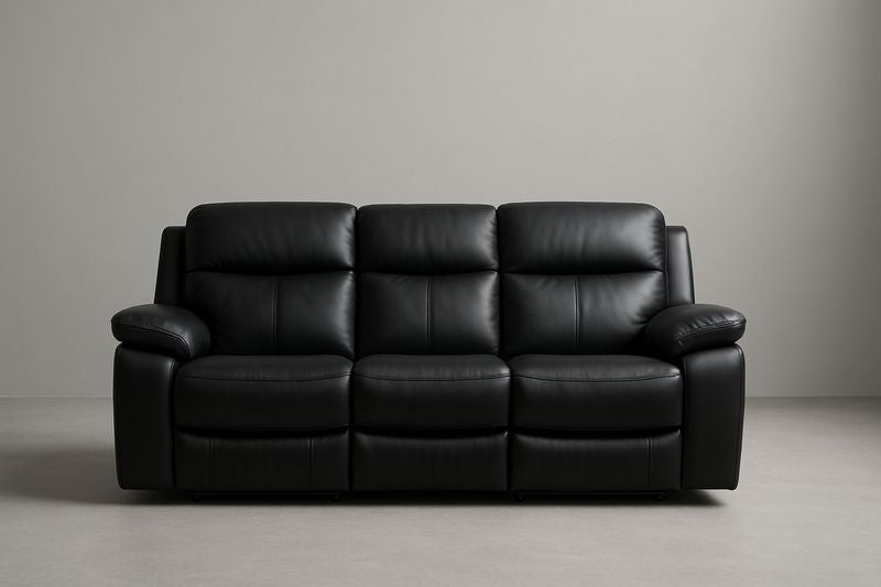 Canapé 3 places en simili cuir noir