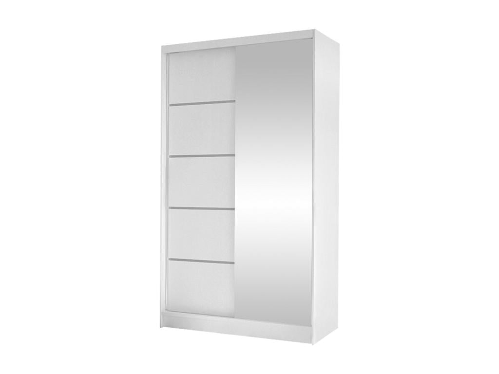 Armoire Mobiliazen 166, Blanc, 200x100x58cm, Portes d'armoire: Glissement