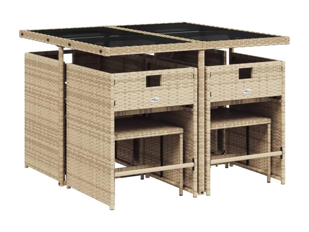 Ensemble à manger de jardin et coussins 9 pièces méHabitatdoux beige