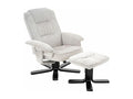 Mobiliercosy Fauteuil de Relaxation Mobiliercosy avec Repose-Pieds pouf, siège pivotant et dossier inclinable en velours tricoté blanc/noir