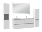 Ensemble meuble Salle de Bain 120cm avec colonne et miroir lumineux 3 couleurs blanc